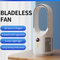 Bladeless Desk Fan, Rechargeable Portable Quiet Office Fan, 6 Speeds, Easy to Clean, Small Tabletop Personal Fan for Office, Living Room, Bedroom