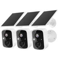 Solar Security Cameras Wireless Outdoor,Battery Powered 3K 4MP Surveillance Indoor WiFi Smart Cameras for Home Security Outside,Motion Detection,Waterproof,Color Night Vision,2 Way Audio (3Pack)