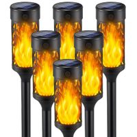 6Pcs Solar Lights Outdoor,Solar Tiki Torches with Flickering Flame,Halloween Solar Lights,Solar Powered Outdoor Lights,LED Solar Garden Lights for Halloween Decorations