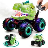 2.4GHz Remote Control Monster Stunt Truck with Spray Light 360 Degree Rotation All-Terrain RC Car for Boys 4+