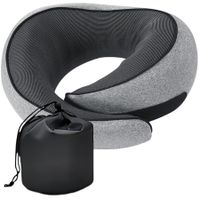 Neck Travel Pillow,Memory Foam Neck Pillow for Comfort on Airplane,Compact and Ergonomic Design for Travel,Car Rides (Gray)