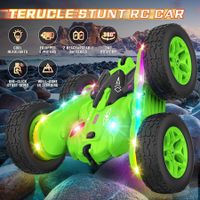 Remote Control Car, RC Car Toys with Lights and Headlights Car Toys Double-Sided 360 Degree Rotating 4WD Drift Truck for Boys Girls Birthday Gift (Green)