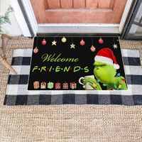 Grinch Christmas Doormat Plaid Washable Non-Slip  Front Door Mat Indoor Outdoor Holiday Decor