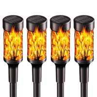 4 Pack Solar Torch with Flickering Flame Waterproof, Solar Powered Garden Lights, LED Flame Pathway Torches Lights for Yard, Patio