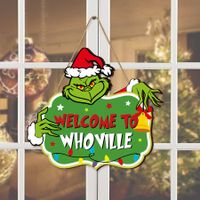 Christmas Decorations Hanging Signs, Merry Grinchmas Welcome to Whoville Sign for Holiday Xmas Door Decor Grinch Signs