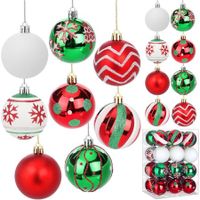 24Pcs 6cmChristmas Ball Ornaments Glittering Red Green Ball Ornaments Swirl Candy  Hanging Ball   Decoration