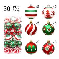 30Pcs 6cmChristmas Ball Ornaments Glittering Red Green Ball Ornaments Swirl Candy  Hanging Ball   Decoration