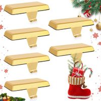 6 Pack Metal Christmas Stocking Holders for Mantle Heavy Duty Stocking Hangers Stocking Hook Christmas Ornaments for Counter Tables Window Fireplace Mantle Decoration (Gold)