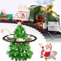 Christmas Train Set,Hanging Train Toys with Smoke Light Sound,Train Set Around Under The Christmas Tree with Steam,Carriages Tracks for Age3+ Years Old Kids Decoration Gift