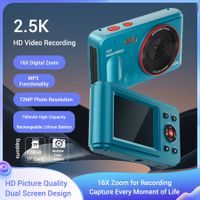 72MP Digital Camera 2.5K Video HD Camera 2.4 Inch Screen, 16x Zoom,Auto Focus,Handheld Camera for Kids Beginner Travel Home Photography Color Blue