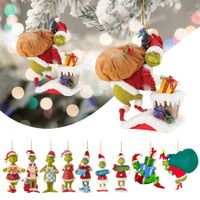 20pcs Christmas Tree Grinch Acrylic Pendant  Funny Green Accessories Christmas Pendants Hanging