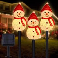 Set of 3 Snowman Solar Christmas Decorations, Garden Lights, Outdoor Christmas Lights Decor for Yard, Patio, Pathway