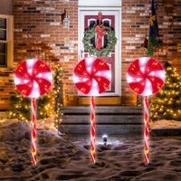 Christmas Outdoor Decorations, Candy Cane Solar Pathway Lights with 8 Modes, Outside Christmas Decoration for Walkway, Yard, Pathway