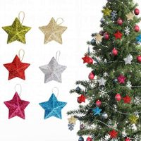 18pcs Christmas Tree Star Glitter Acrylic Pendant  Funny  Accessories Christmas Pendants Hanging