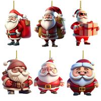 6pcs Christmas Tree Santa Claus Acrylic Pendant  Funny  Accessories Christmas Pendants Hanging