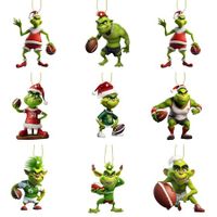 12pcs 8cm Christmas Tree Sports Muscle Grinch Pendant  Funny  Accessories Christmas Pendants Hanging