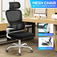 Ergonomic Mesh Office Chair Computer Desk Armchair Adjustable High Back Swivel Executive Work Gamer Modern Comfortable Seating Black White