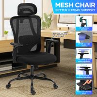 Ergonomic Mesh Office Chair Black Desk Computer Armchair Swivel Adjustable High Back Executive Gamer Work Comfortable Seating