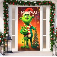 90x200cm Grinch Christmas Decorations Grinch Door Cover Merry Grinchmas Door Cover   Banner Christmas Xmas  Holiday