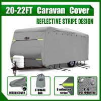 20 to 22ft Caravan Cover Water UV Proof Campervan Trailer Travel Accessories Heavy Duty 4 Layer Polypropylene Protector with Hitch Cover Storage Bag