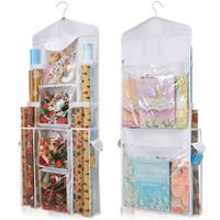 Wrapping Paper Storage,Gift Wrap Organizer Holder Double Sided Hanging Gift Bag Storage Organizer,White