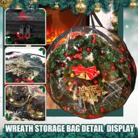 61CM Clear Christmas Wreath Storage Containers,Christmas Wreath Storage Bag,Plastic Christmas Wreath Container with Zippers Color Black