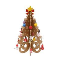 Wooden Christmas Tree Decoration,6 Pieces Vivid 3D Wooden Christmas Tree Decorations For Christmas Party,Decorative Hanging Ornaments(Yellow)