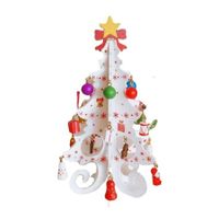 Wooden Christmas Tree Decoration,6 Pieces Vivid 3D Wooden Christmas Tree Decorations For Christmas Party,Decorative Hanging Ornaments(White)