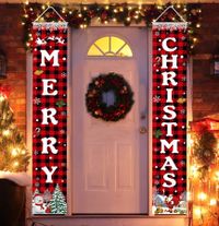 Christmas Decorations Merry Xmas Banner Xmas Porch Door Sign Welcome Banner for Wall Home