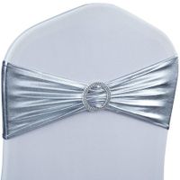 Spandex Chair Sashes Bows 50PCS Premium Stretch Chair Cover Band with Buckle Slider Universal Elastic Chair Ties (Metallic Silver)