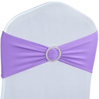 Spandex Chair Sashes Bows 50PCS Premium Stretch Chair Cover Band with Buckle Slider Universal Elastic Chair Ties (Purple)