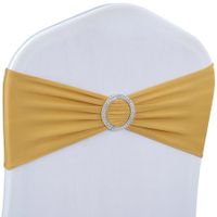 Spandex Chair Sashes Bows 50PCS Premium Stretch Chair Cover Band with Buckle Slider Universal Elastic Chair Ties (Gold)