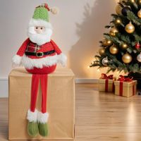 Standing Christmas Santa Decoration, Figurine Stuffed Plush with Retractable Spring Legs Santa Claus Decor,1 Pack