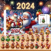 2024  Christmas Advent Calendar  24 Day Christmas 2D Plain Hanging  Roosters Chickens Figures and Accessories Christmas Countdown Gift