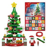 Advent Calendar Christmas Tree Building Set with LED light,24 Days Xmas Countdown Calendar Building Blocks