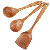 Wooden Spoons,Wooden Utensils for Cooking Natural Teak Wooden Kitchen Utensils Set Comfort Grip (3 PCS SET)