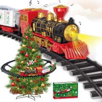 Christmas Train Set,Christmas Decoration Electric Train Around The Tree Remote Control Train with Sounds and Light,Train and Tracks,Age 3+