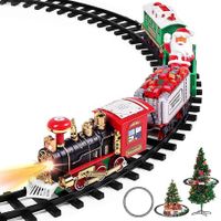 Christmas Train Set,Hanging Train Toys,Train Set Around Under The Christmas Tree with Light,Carriages Tracks,Age3+