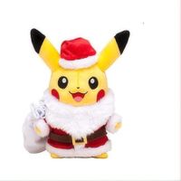 Pokemon  25cm Christmas Pikachu Plush with Santa Hat Accessory  Quality Soft Stuffed Animal Toy