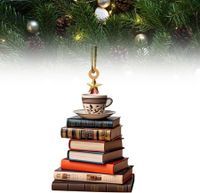 Christmas Tree Shape Bookshelf Pendant,Hanging Sleigh Pendants,Christmas Books Acrylic Ornaments Gifts (C)