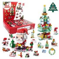 2024 Christmas Advent Calendar 6 IN 1 Santa Claus Christmas Tree Building Blocks Toys 12 Days Countdown Calendar Toys for Kids