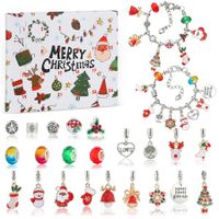 24PCS Christmas Advent Calendar Girls Bracelet Christmas Countdown Calendar DIY Bracelets Ornament Christmas Vacation Advent Calendar Christmas Gift