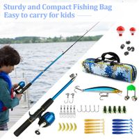 Portable Telescopic Fishing Rod and Reel Combo Kit with Fishing Reel Tackle Box for Boys, Girls, Youth (Blue)