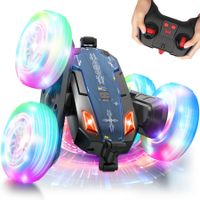 Remote Control Stunt Car 2.4Ghz 4WD Double-Sided 360 Degree Rotating Crawler with Headlights Wheel Lights