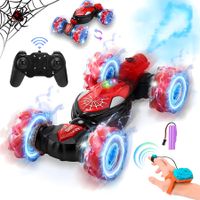 Remote Control Stunt Cars Toys 360 Degree Rotating 4WD 2.4GHz Gesture Sensing Rc Car with Spray Lights Music for Kids