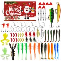 Fishing Advent Calendar,Christmas Countdown 24 Days,Fish Tackle Set,Christmas Surprise Fishing Bait Gift 82 Pcs,Fishing Lures Set(Red)