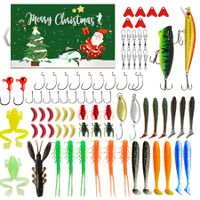 Fishing Advent Calendar,Christmas Countdown 24 Days,Fish Tackle Set,Christmas Surprise Fishing Bait Gift 82 Pcs,Fishing Lures Set(Green)