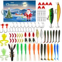 Fishing Advent Calendar,Christmas Countdown 24 Days,Fish Tackle Set,Christmas Surprise Fishing Bait Gift 82 Pcs,Fishing Lures Set(Blue)