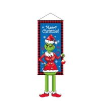 Grinch Christmas Decorations Merry Christmas Banner Indoor Home Decor of Porch Door Hanging Flag