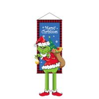 Grinch Christmas Decorations Merry Christmas Banner Indoor Home Decor of Porch Door Hanging Flag